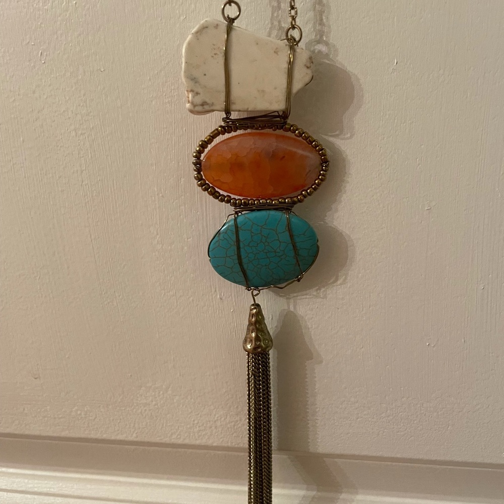 Stone long necklace